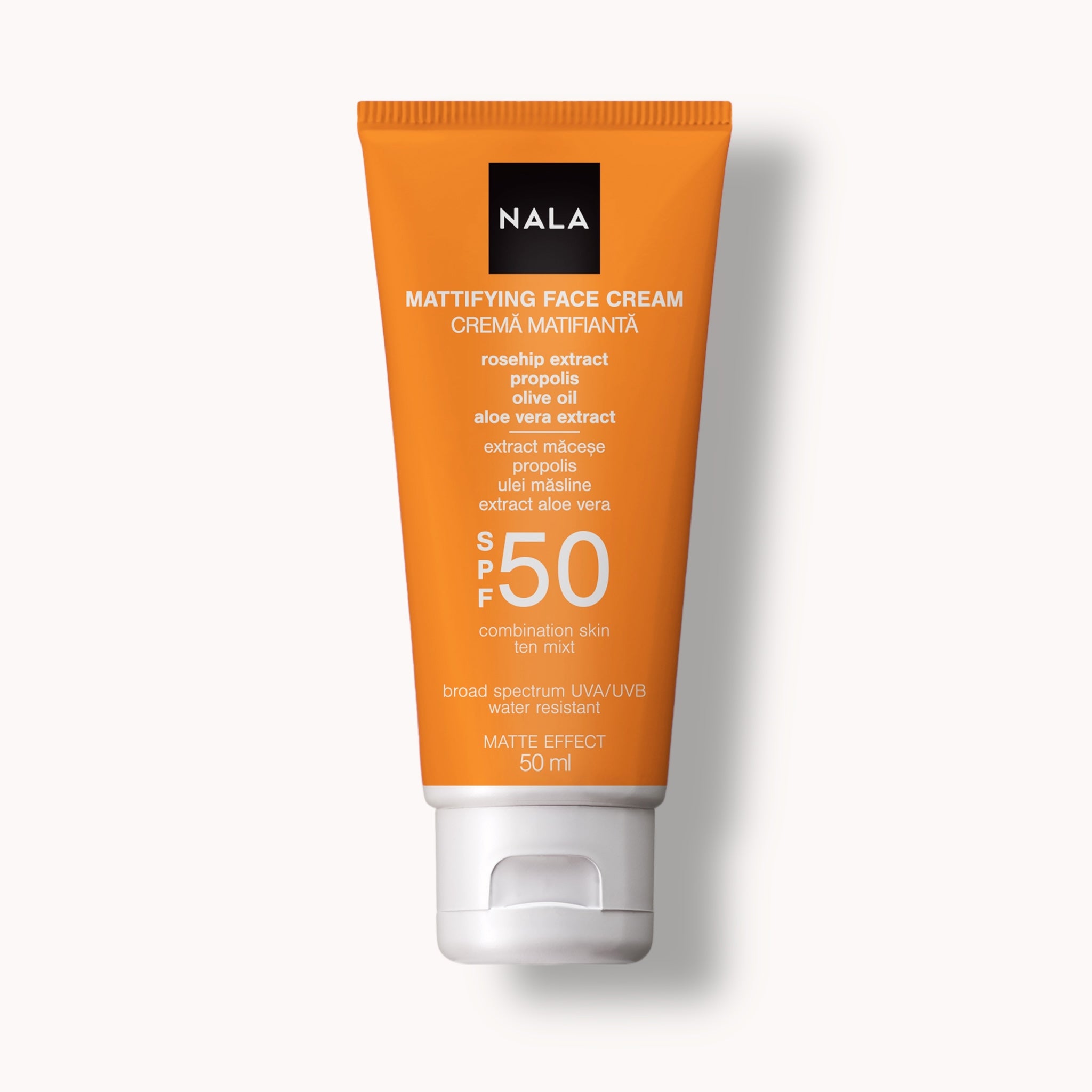 Cremă Matifiantă SPF 50 - Ten Mixt - Măceșe & Ulei Măsline