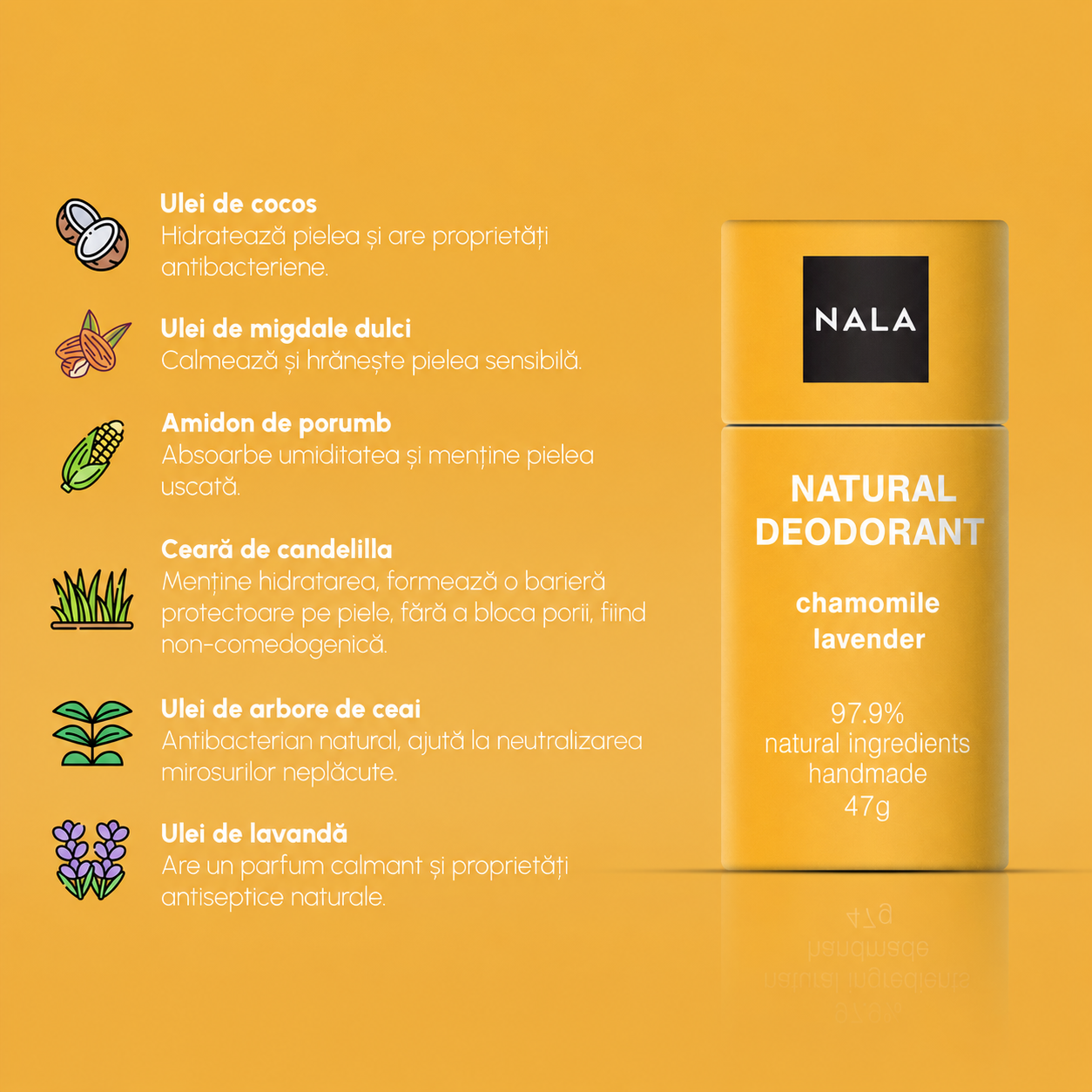 Deodorant Natural Stick - Mușețel & Lavandă