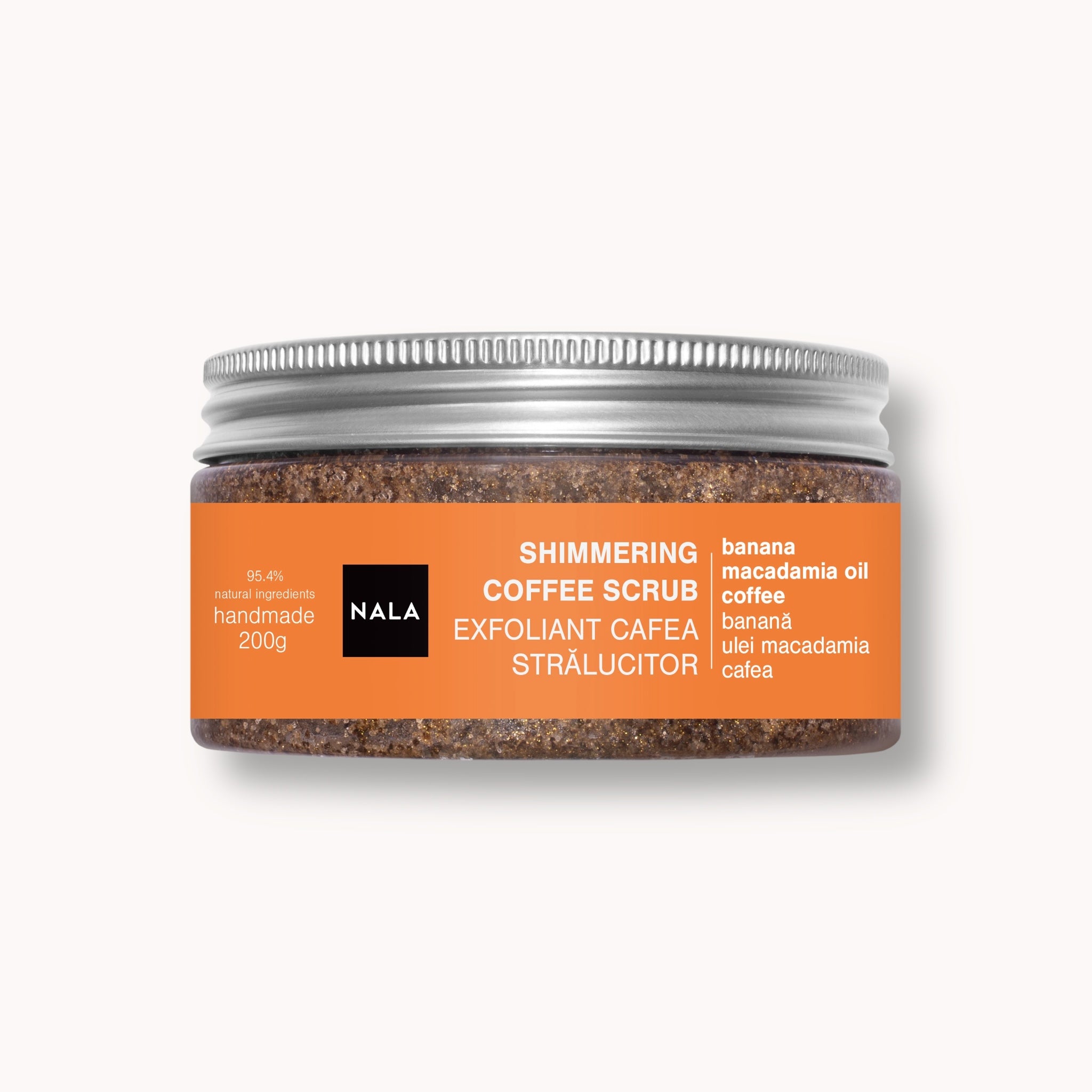 Scrub CAFEA Strălucitor Auriu - Banană & Ulei Nuci Macadamia