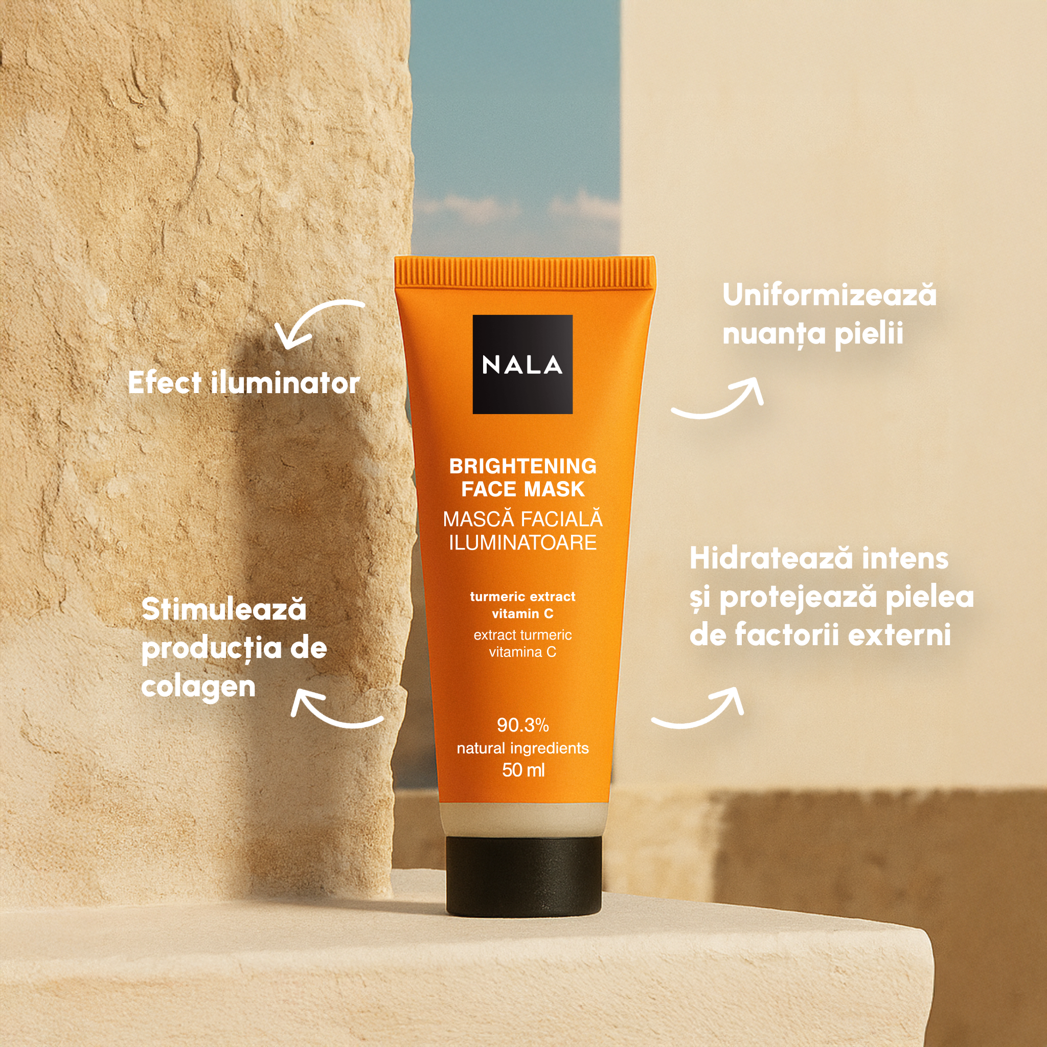 Mască Facială Iluminatoare - Extract Turmeric & Vitamina C