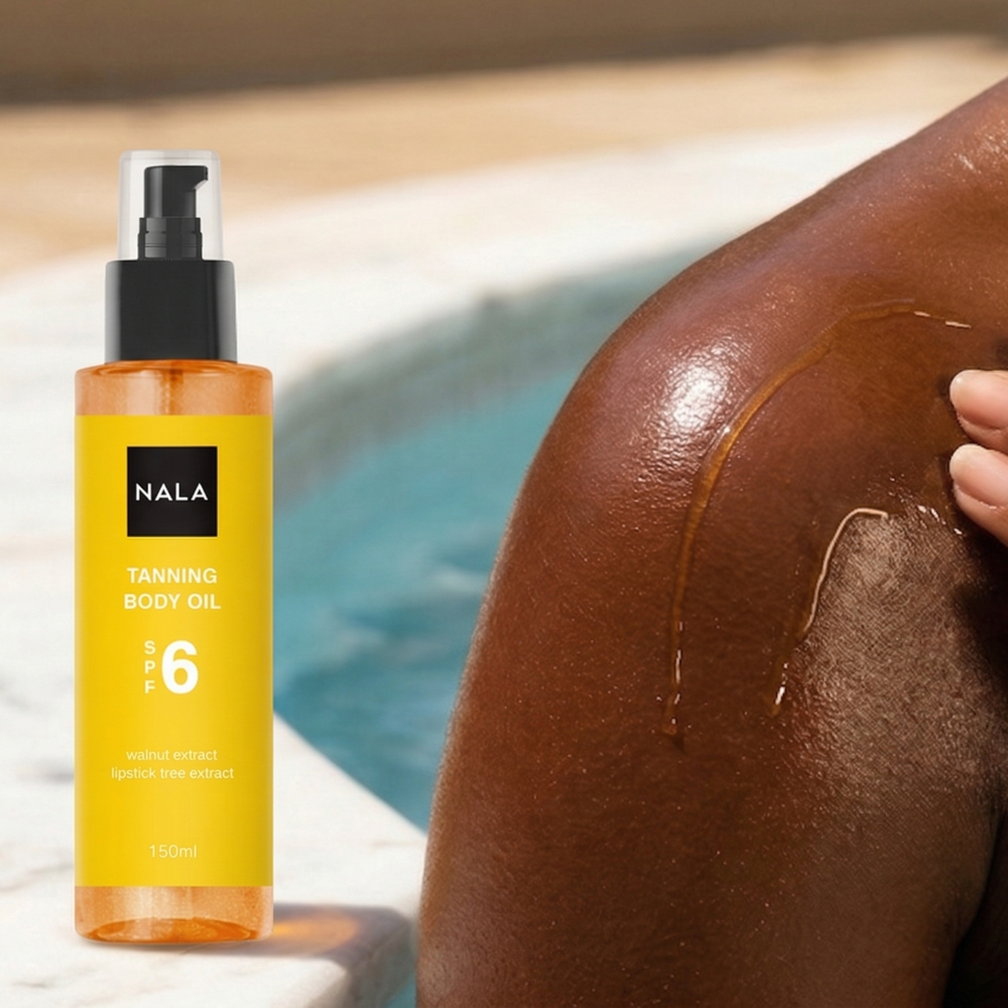 Ulei bronzant & accelerator de bronz SPF6 - Extract de Nucă & Lipstick Tree