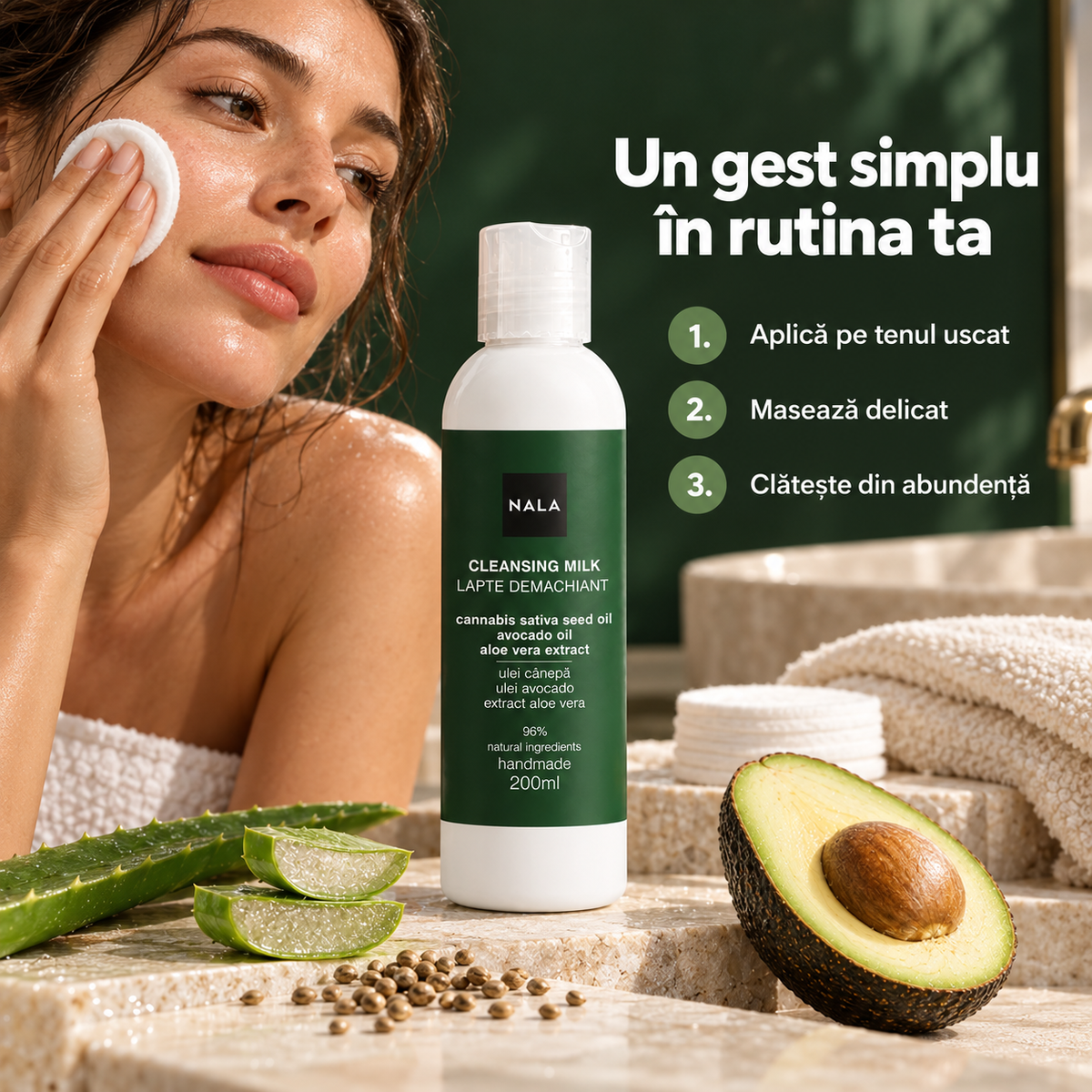 Lapte Demachiant - Ulei Cânepă, Avocado, Aloe Vera