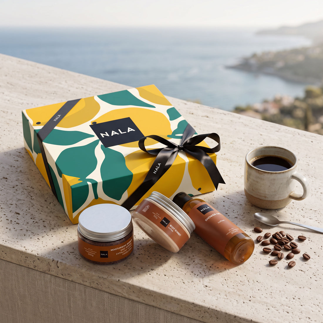 Set CADOU Piele Catifelată - Cafea (Șerbet)