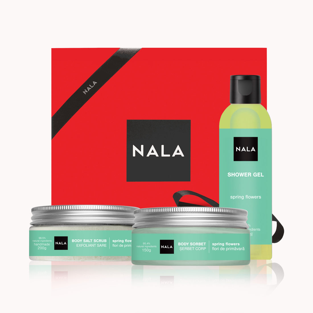 Set CADOU Piele Catifelată - Flori de Primăvară (Șerbet)