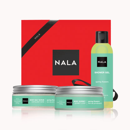 Set CADOU Piele Catifelată - Flori de Primăvară (Șerbet)