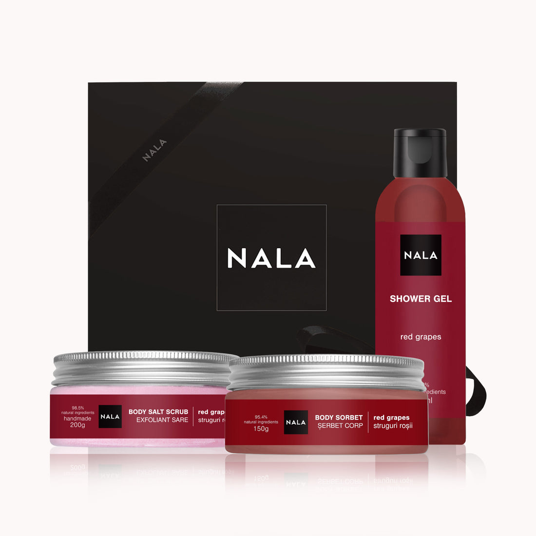 Set CADOU Piele Catifelată - Struguri Roșii (Șerbet)