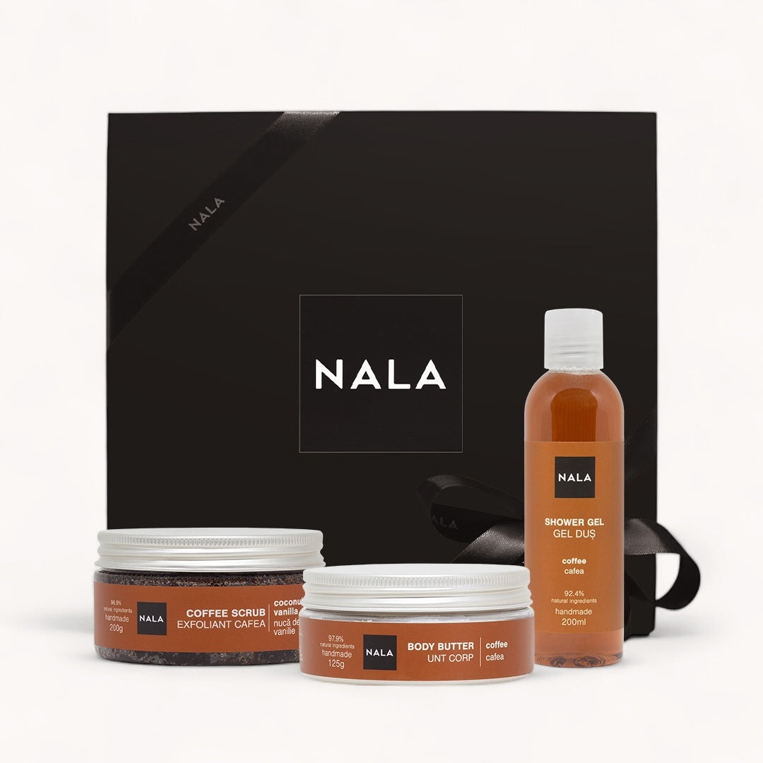 Set CADOU Hidratare și Exfoliere Piele Uscată - Cafea (Unt)