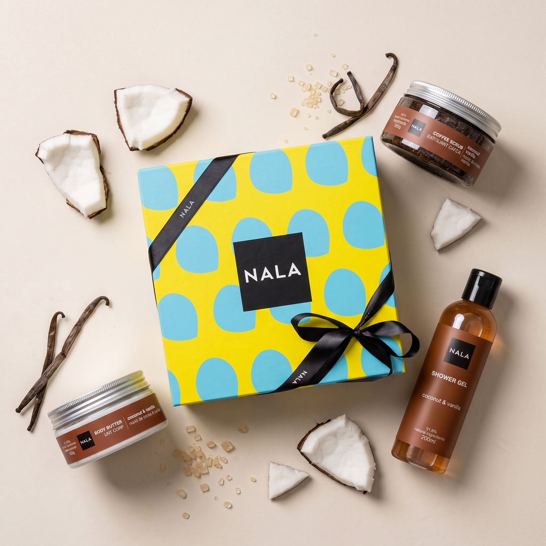 Set CADOU Hidratare și Exfoliere Piele Uscată - Cocos și Vanilie (Unt)