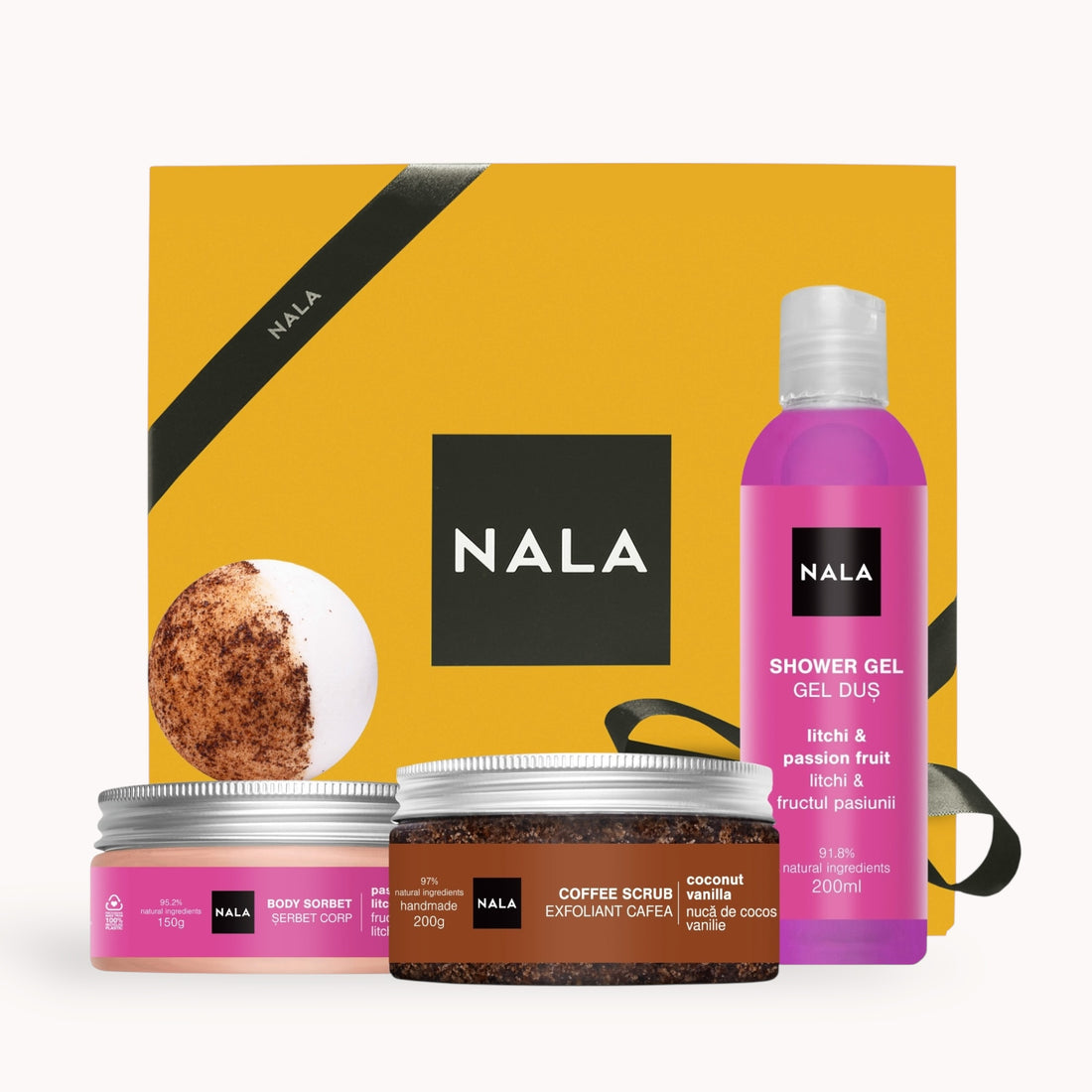 Set CADOU Exfoliere și Hidratare - Fructul Pasiunii &amp; Litchi (Șerbet)