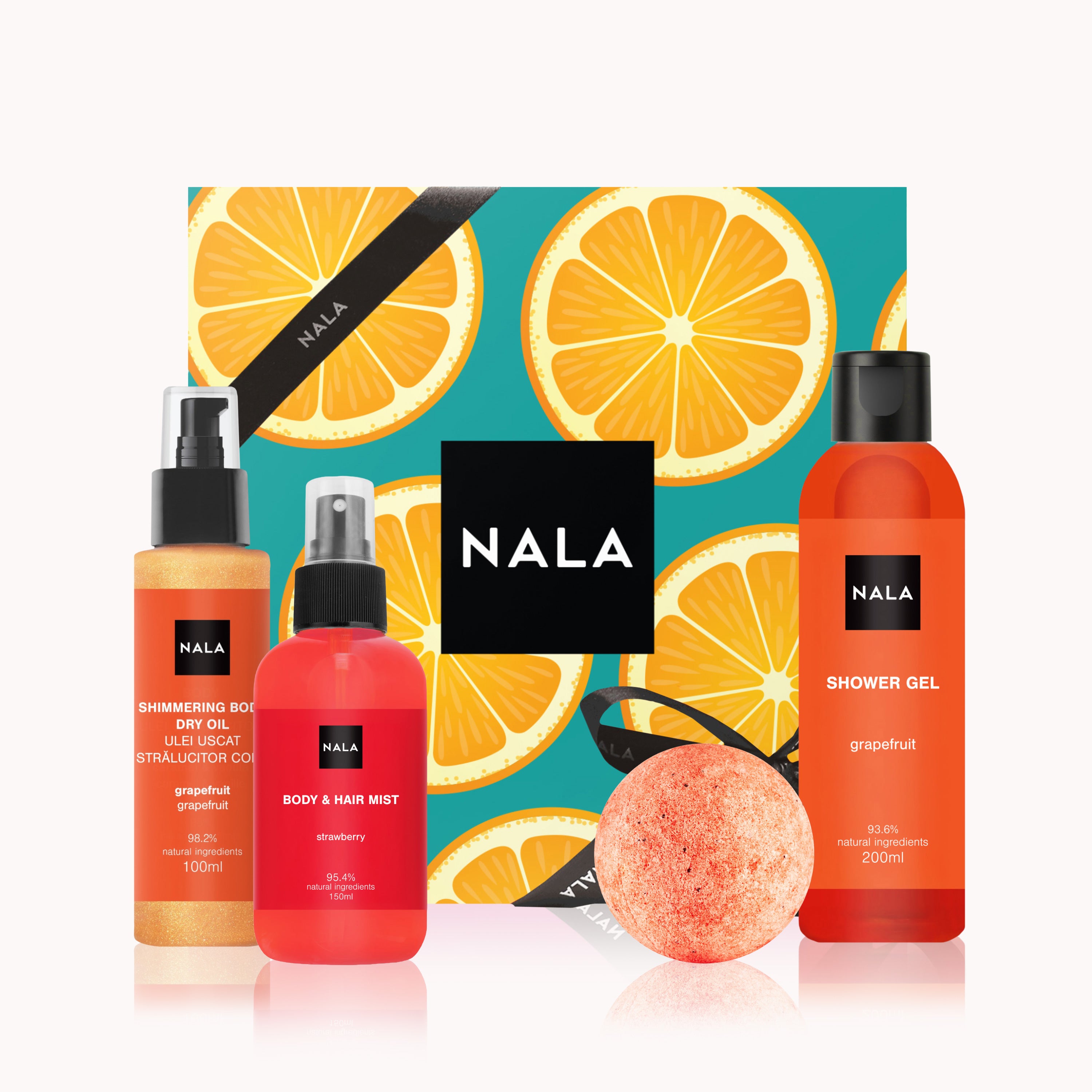 Set CADOU Piele Strălucitoare - Căpșuni &amp; Grapefruit