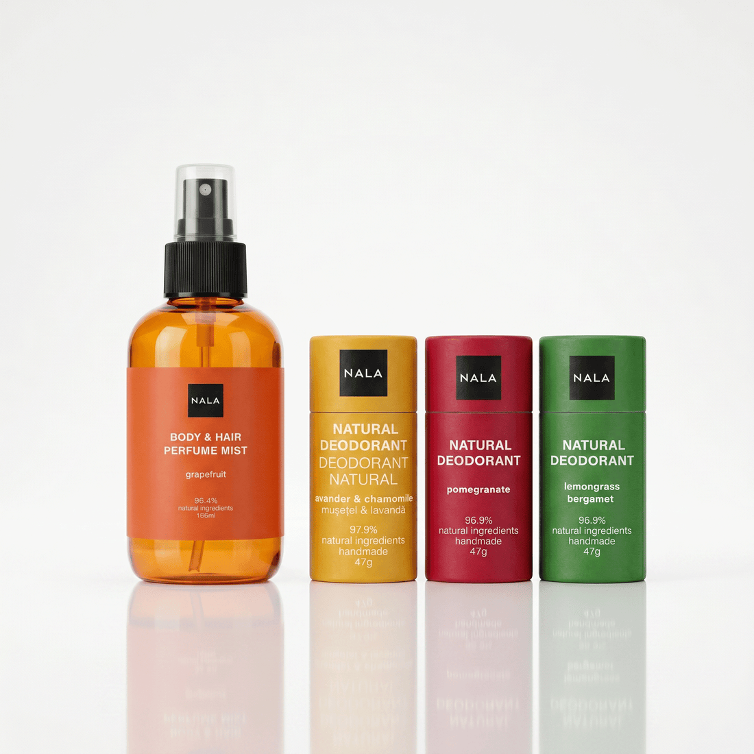 Pachet 3 Deo Stick + Apă Parfumată Grapefruit GRATIS - Mușețel, Rodie &amp; Lămâiță