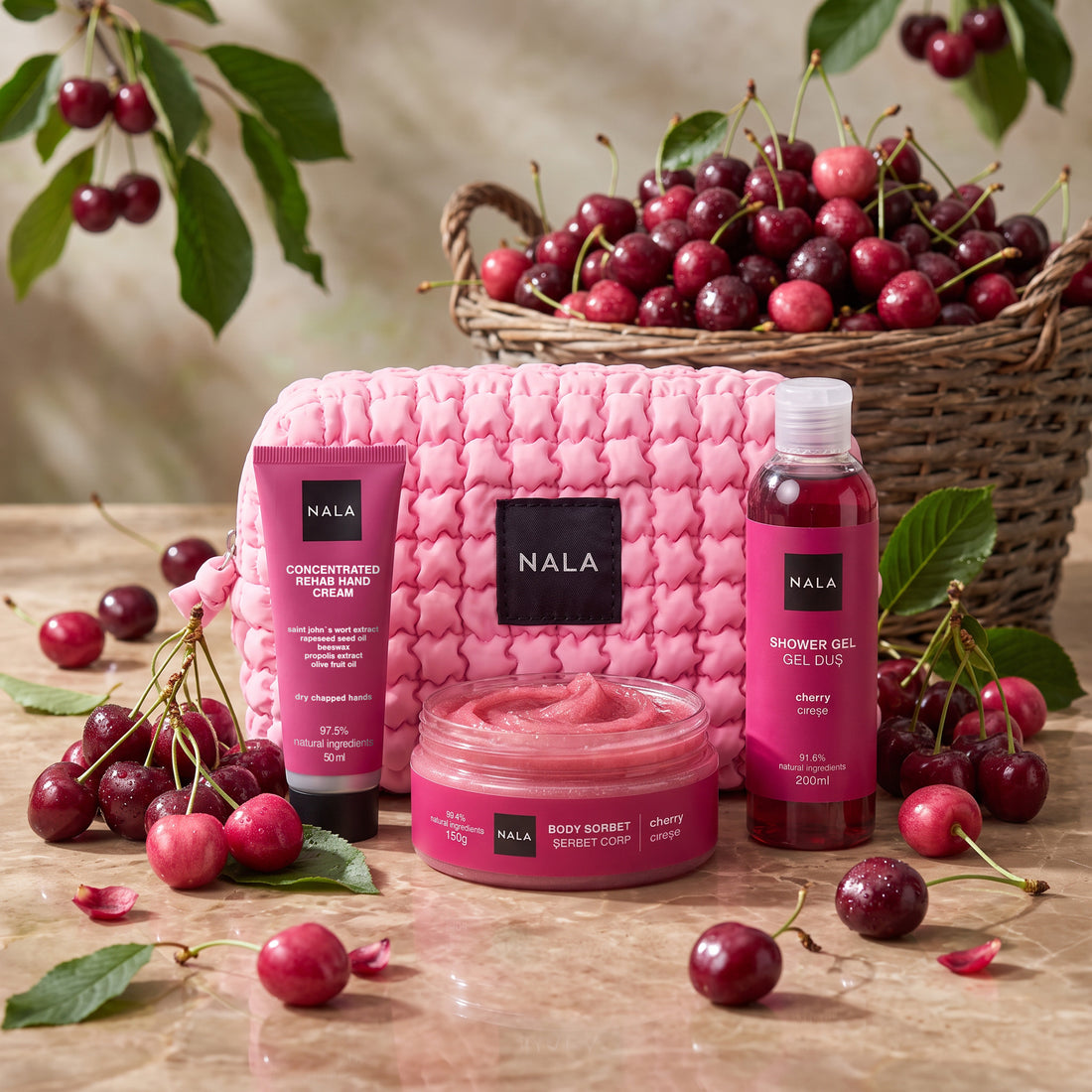 Set Baie și Îngrijire Puffy - Cireșe