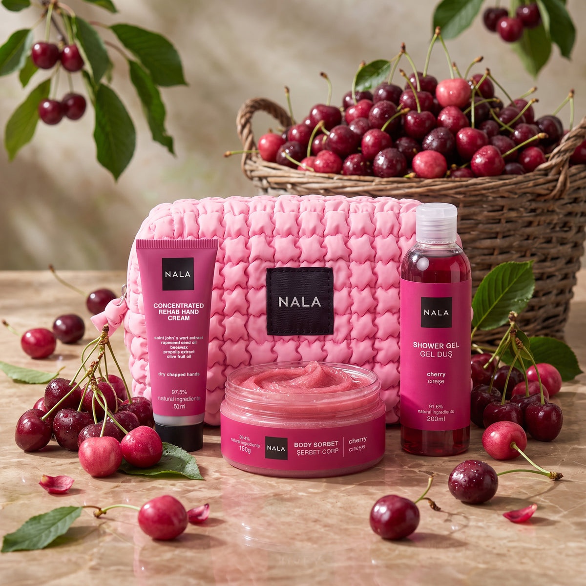 Set Baie și Îngrijire Puffy - Cireșe
