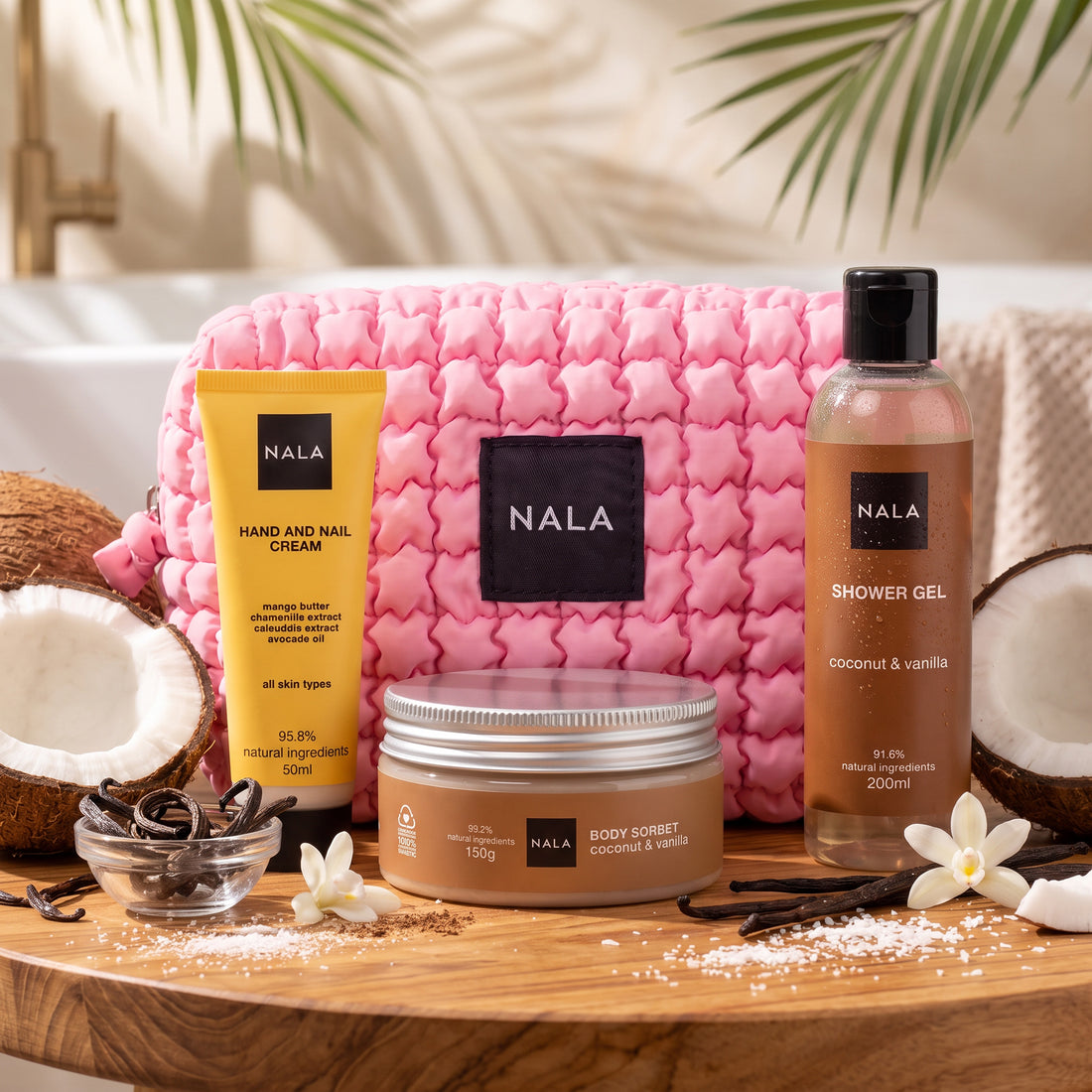 Set Baie și Îngrijire Puffy - Nucă de Cocos &amp; Vanilie