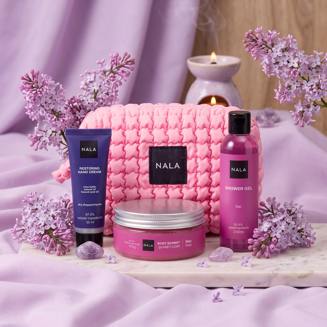 Set Baie și Îngrijire Puffy - Liliac