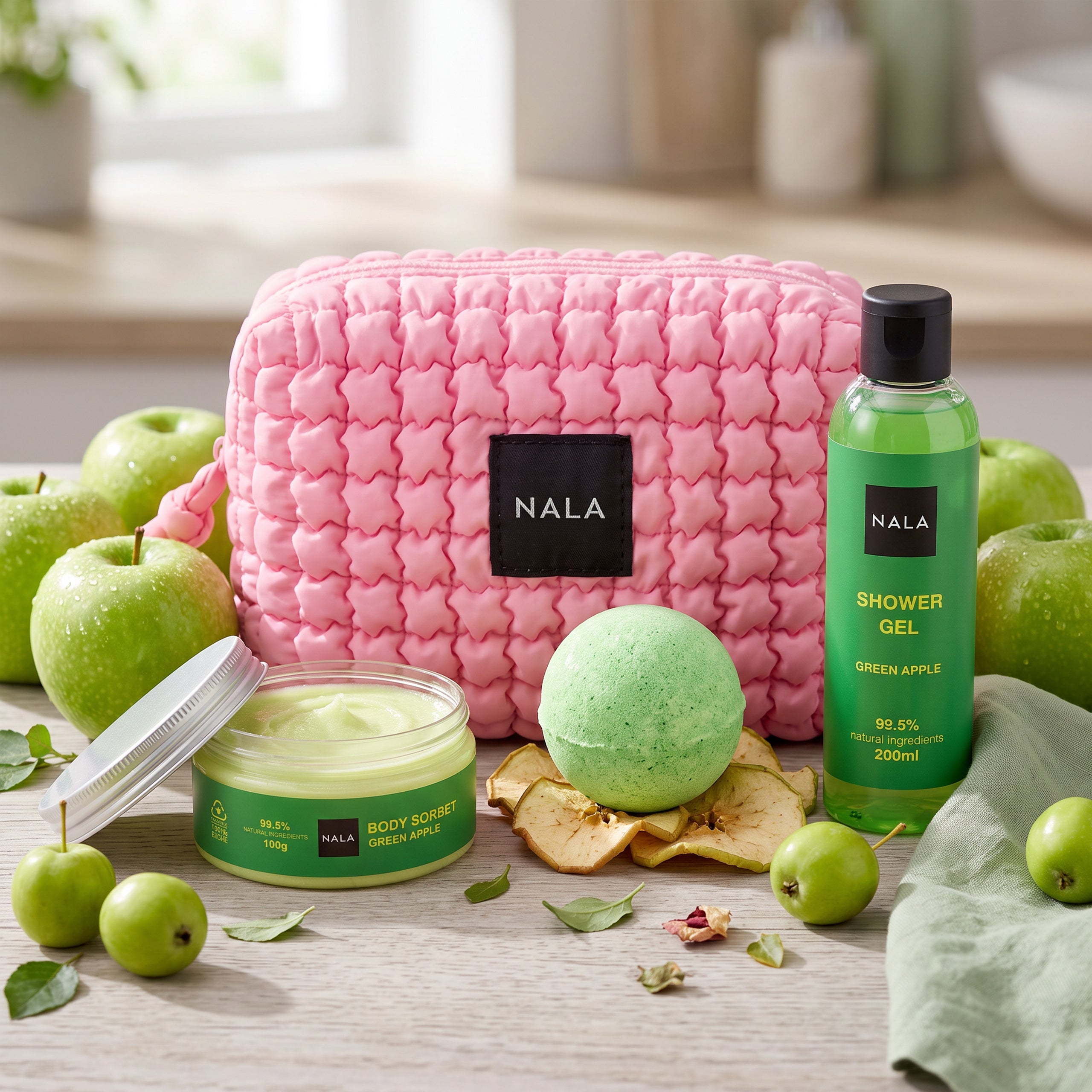Set Baie și Relaxare Puffy - Măr Verde