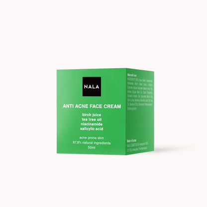 Cremă de față Anti Acneică - Niacinamide, Acid Salicilic, Suc de Mesteacăn și Ulei Arbore de Ceai