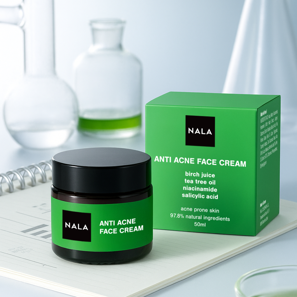 Cremă de față Anti Acneică - Niacinamide, Acid Salicilic, Suc de Mesteacăn și Ulei Arbore de Ceai