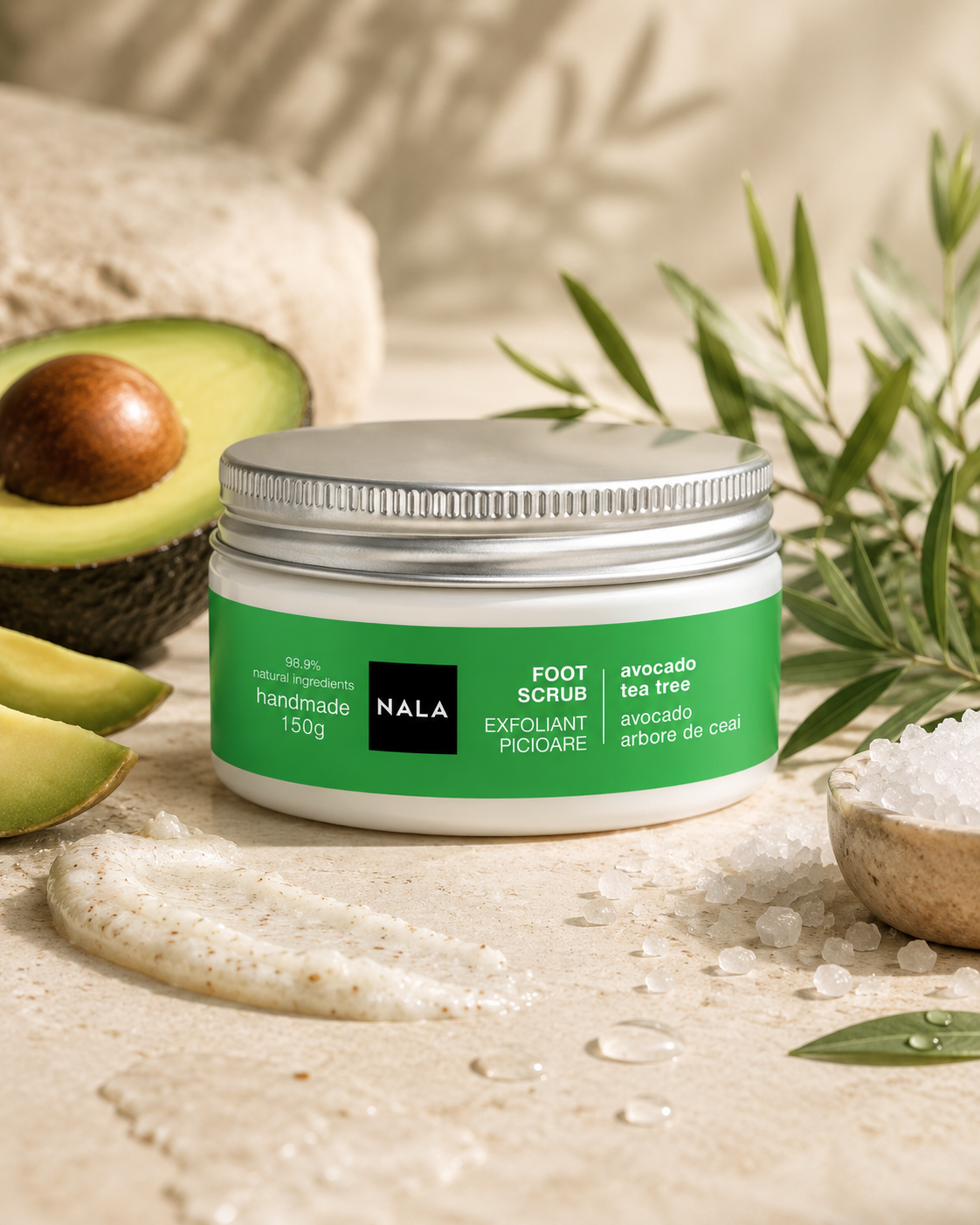 Exfoliant Picioare - Ulei de Avocado &amp; Arbore de Ceai