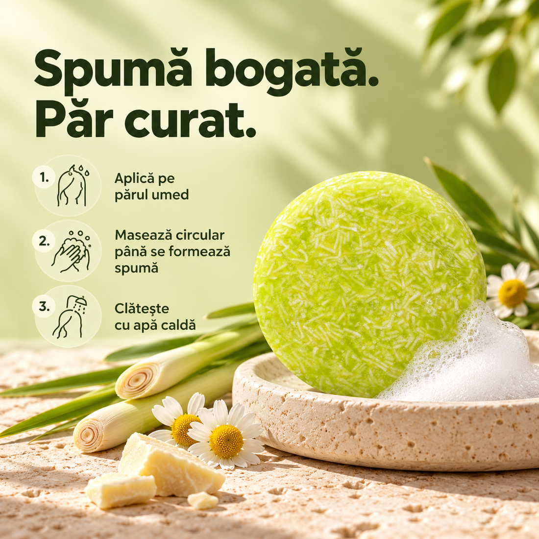 Șampon solid Păr Gras - Lămâiță