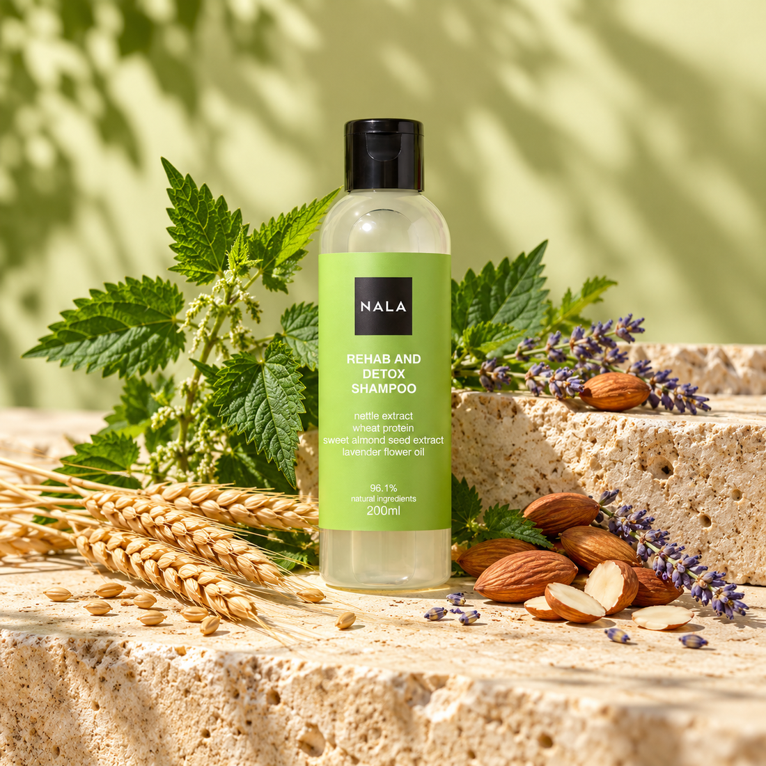 Șampon Revigorare și Detoxifiere - Extract Urzică, Migdale, Grâu