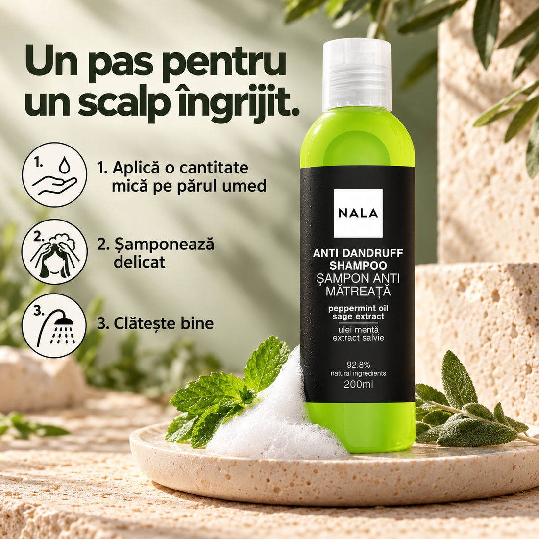 Șampon Anti Mătreață - Ulei Mentă &amp; Extract Salvie