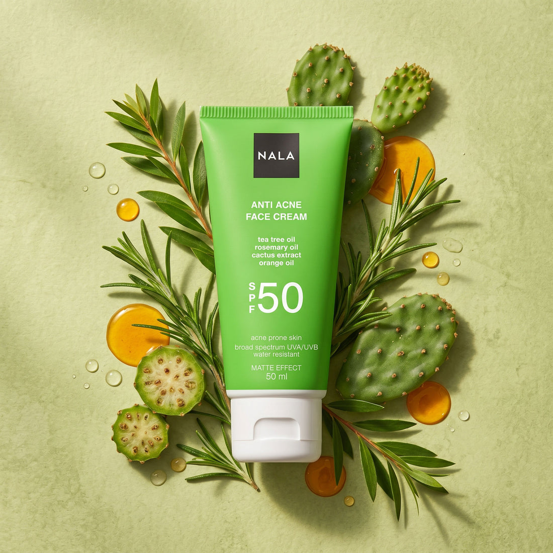 Cremă de față Antiacneică SPF 50 - Ten Acneic - Arbore Ceai &amp; Rozmarin