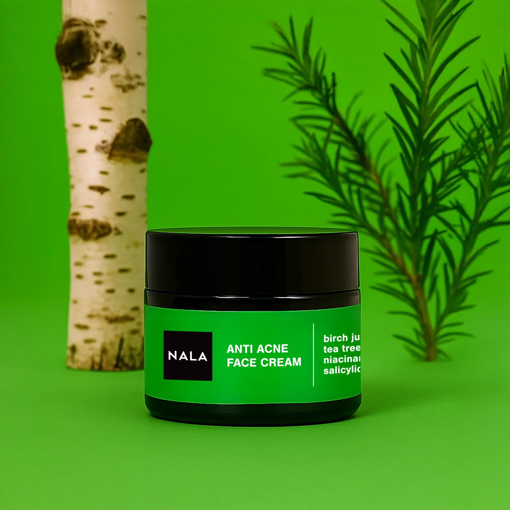 Cremă de față Anti Acneică - Niacinamide, Acid Salicilic, Suc de Mesteacăn și Ulei Arbore de Ceai