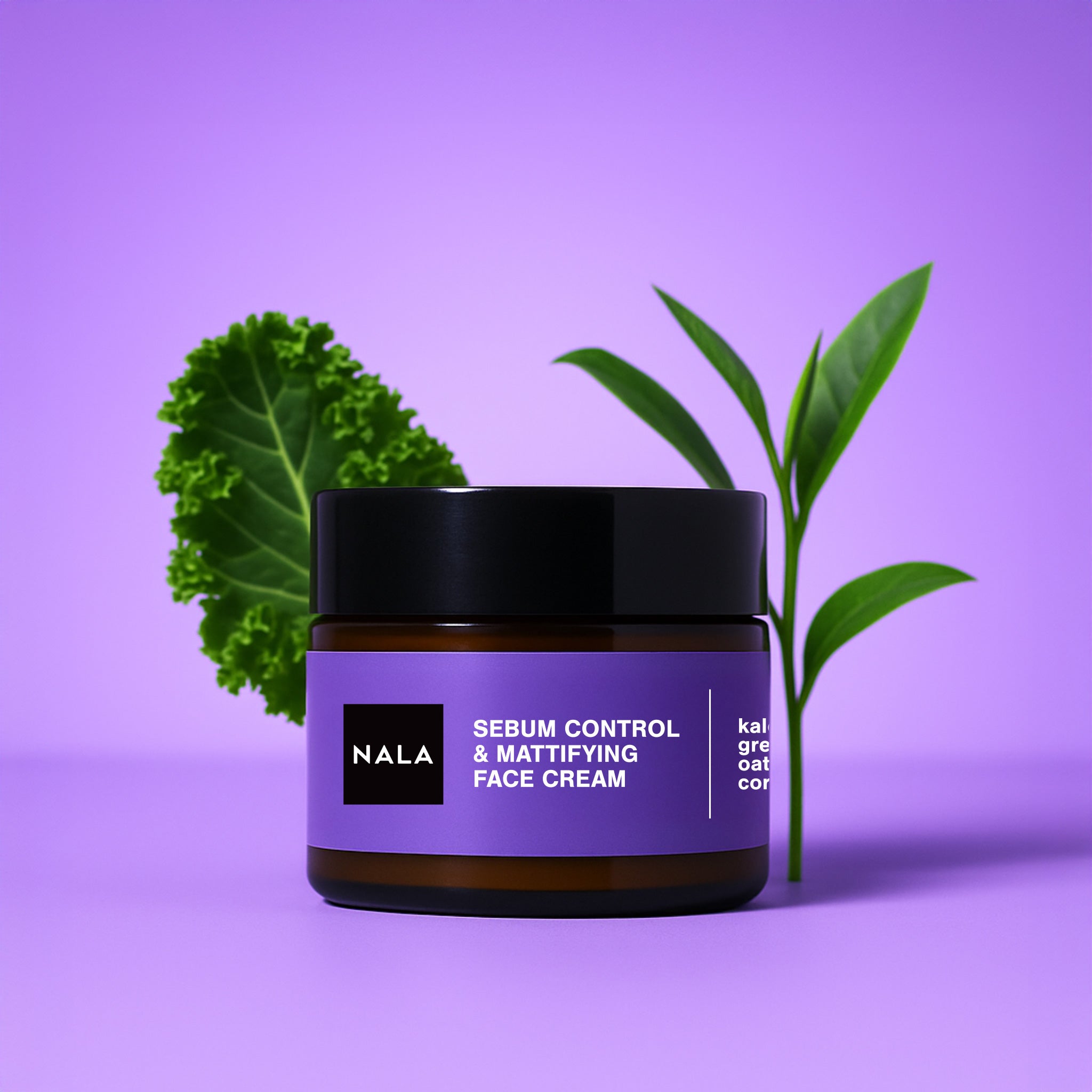 Cremă de față Control Sebum &amp; Matifiantă - Ten Gras - Extract Kale, Ceai Verde, Ovăz și Ulei Porumb