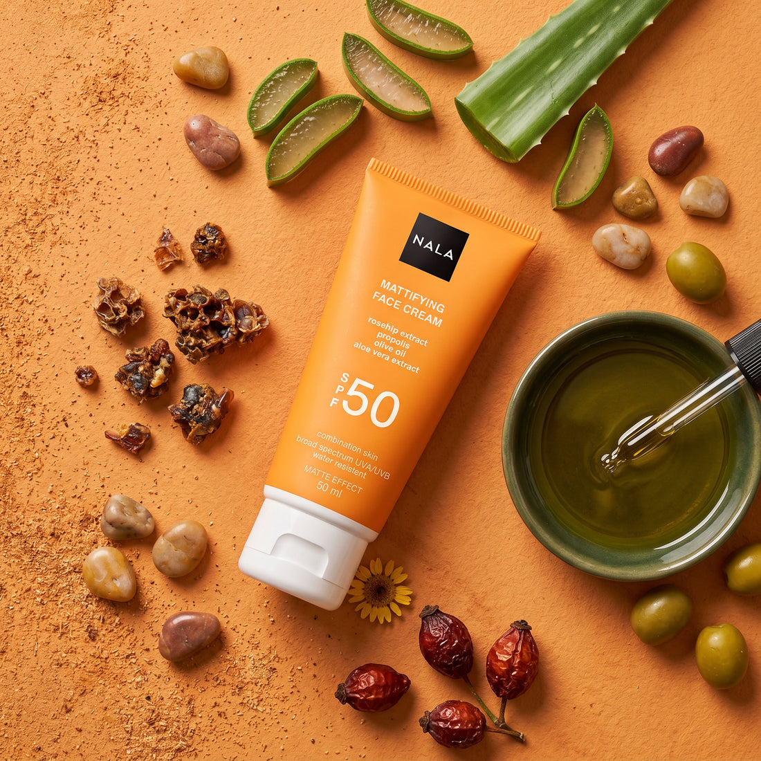 Cremă de față Matifiantă SPF 50 - Ten Mixt - Măceșe &amp; Ulei Măsline