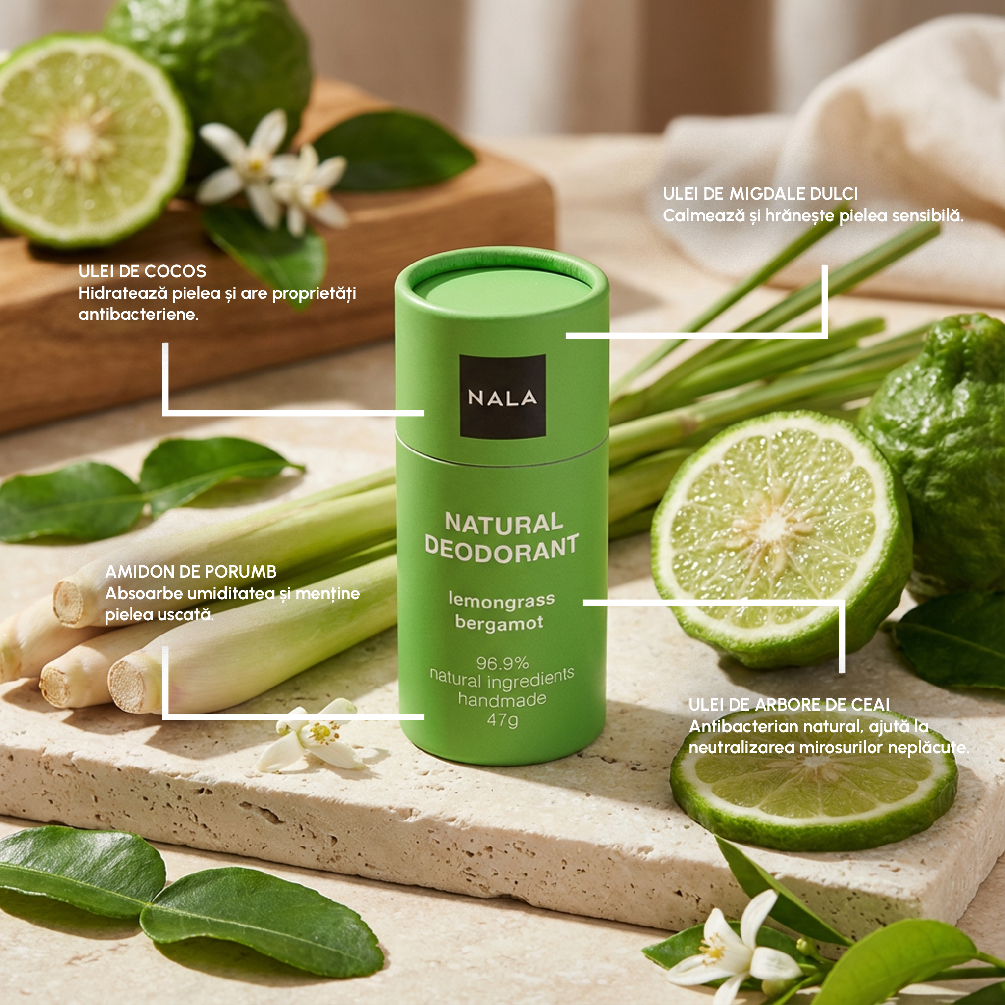 Deodorant Natural Stick - Lămâiță &amp; Bergamotă