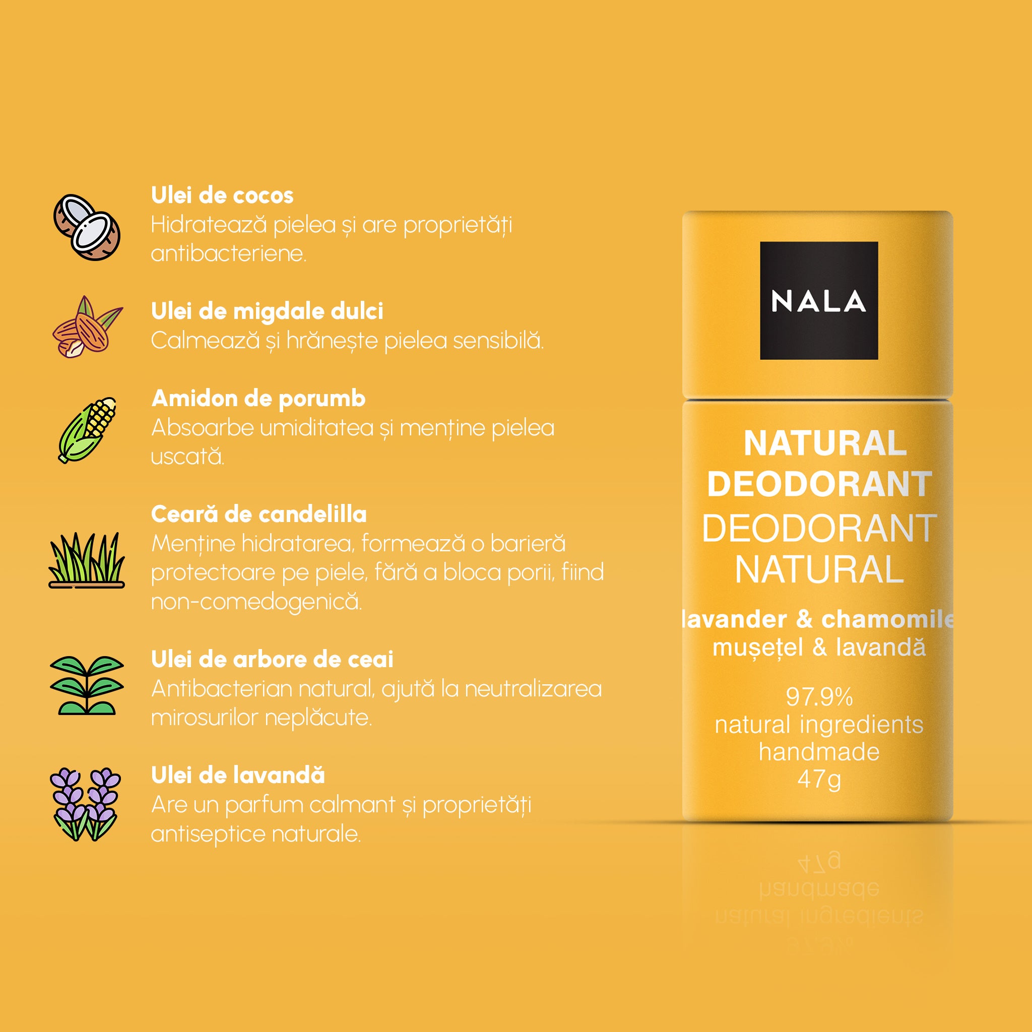 Deodorant Natural Stick - Mușețel &amp; Lavandă