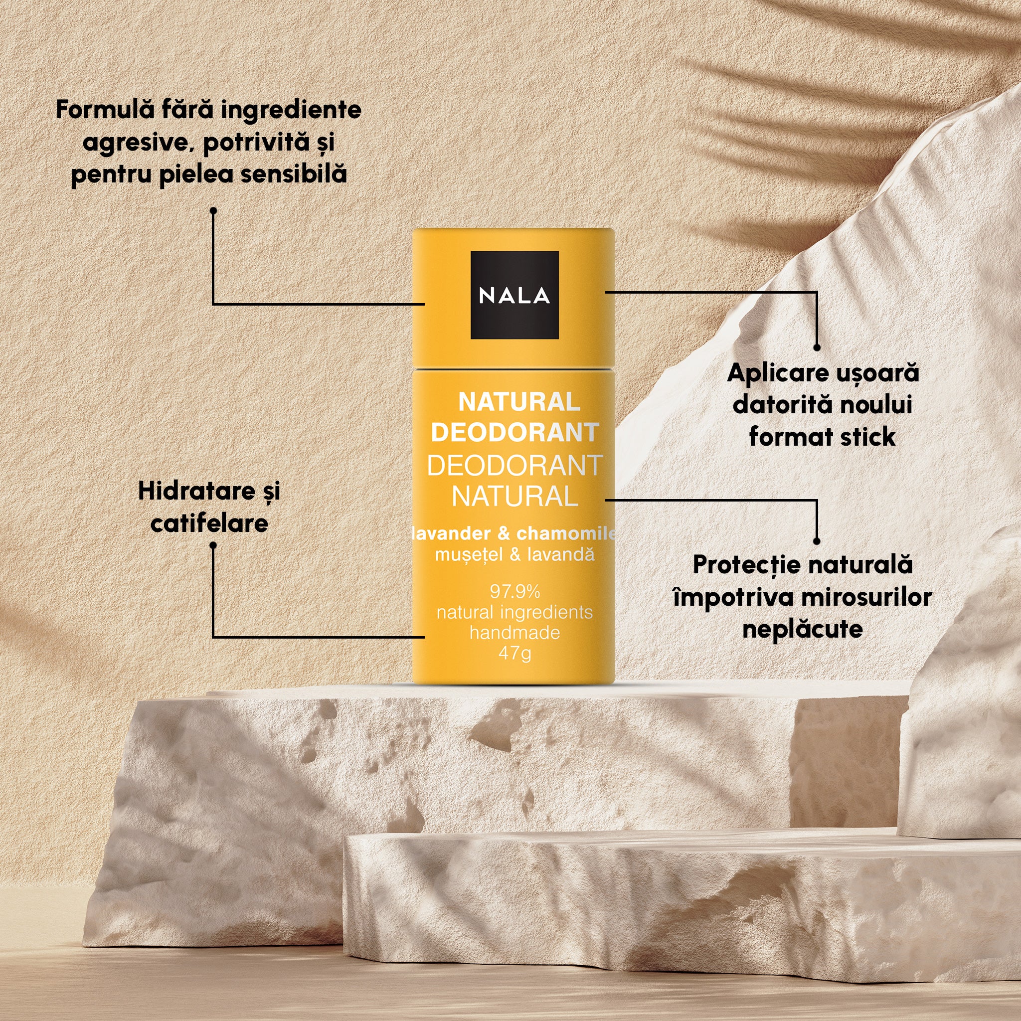 Deodorant Natural Stick - Mușețel &amp; Lavandă