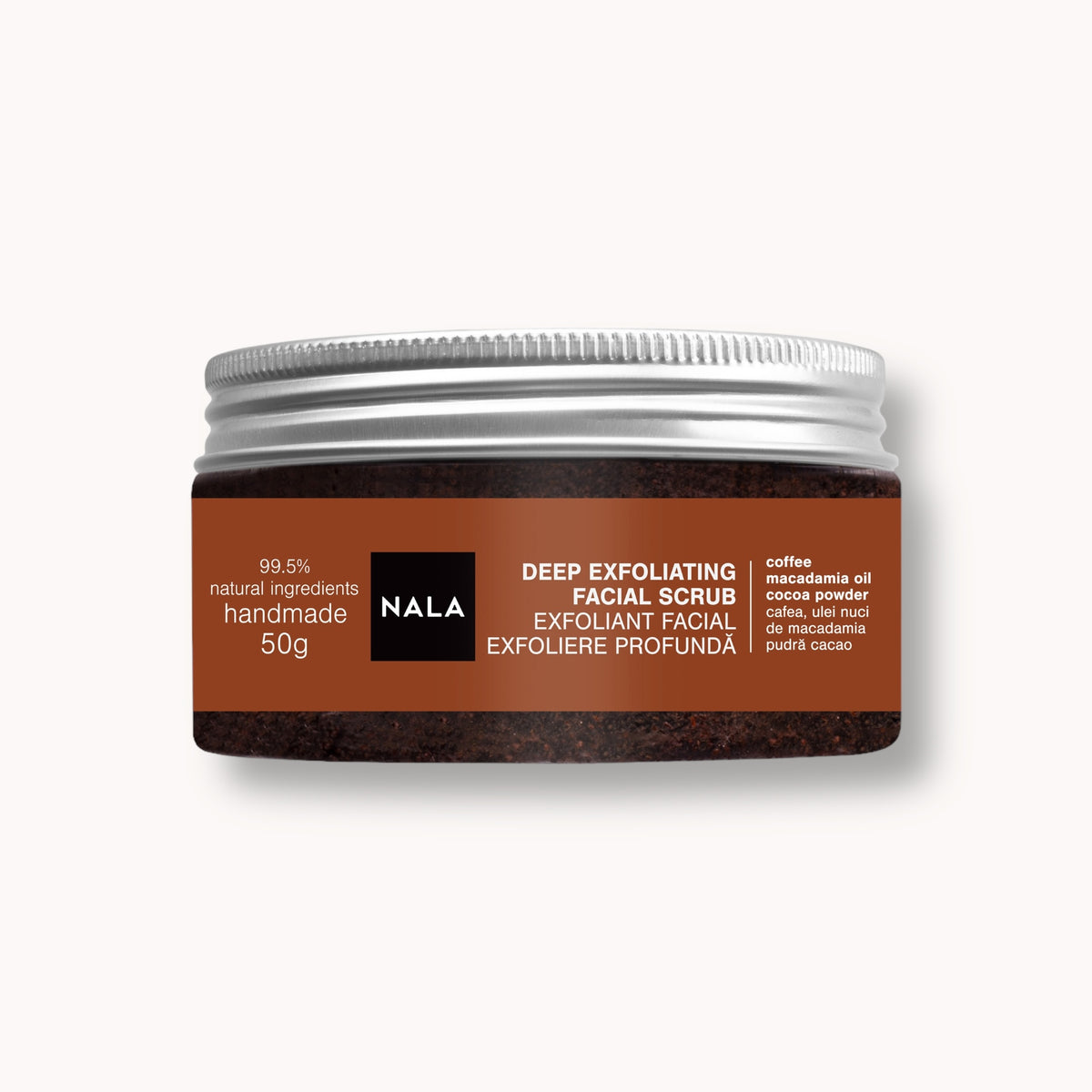 Exfoliant Facial - Exfoliere Profundă - Cafea & Ulei Nuci Macadamia
