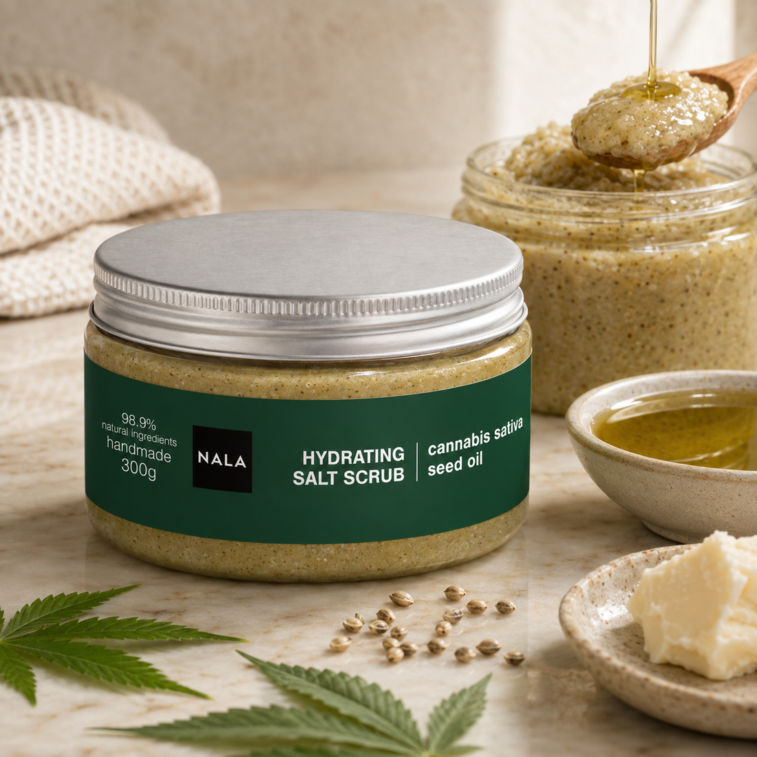 Scrub Sare Hidratant - Ulei de Cânepă