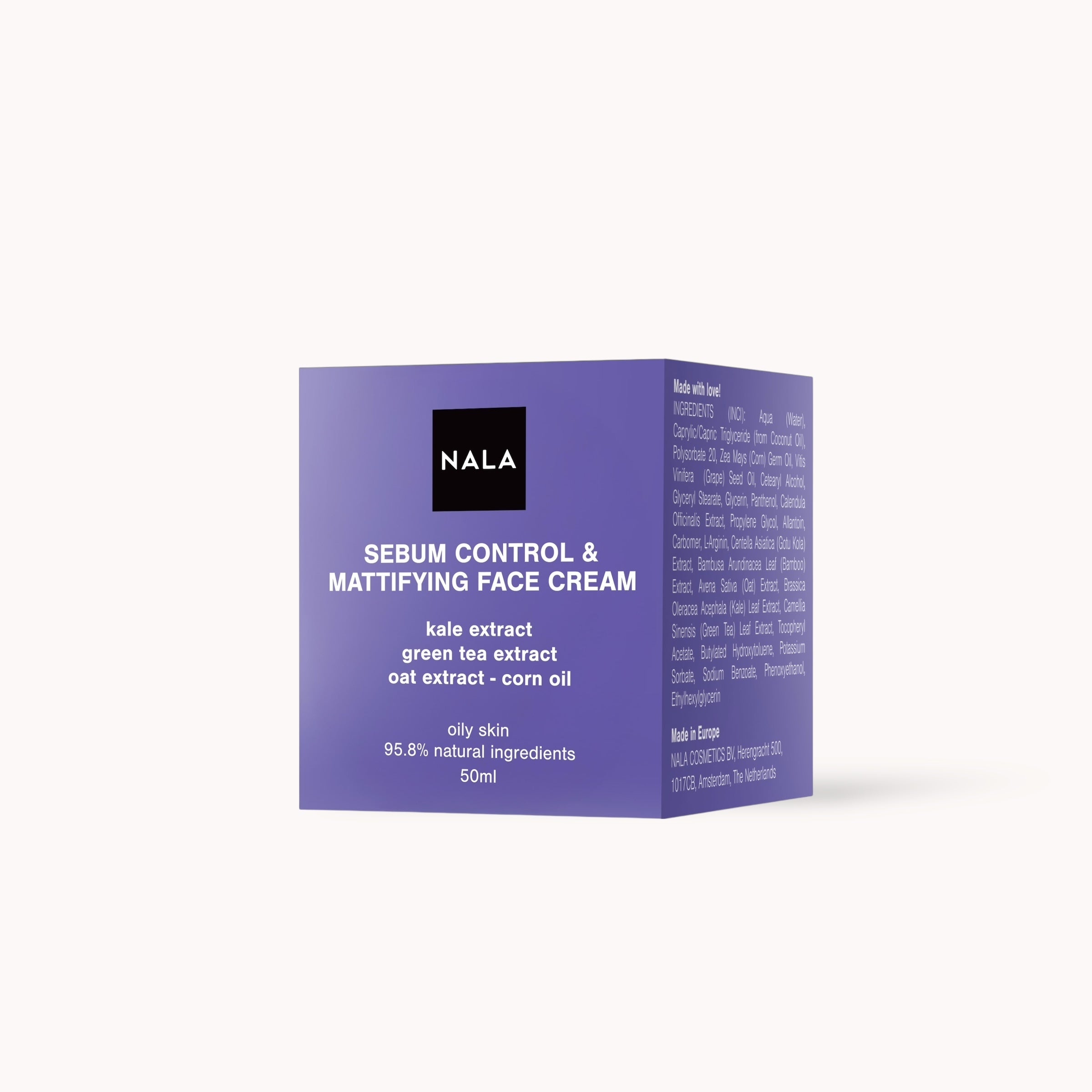 Cremă de față Control Sebum &amp; Matifiantă - Ten Gras - Extract Kale, Ceai Verde, Ovăz și Ulei Porumb