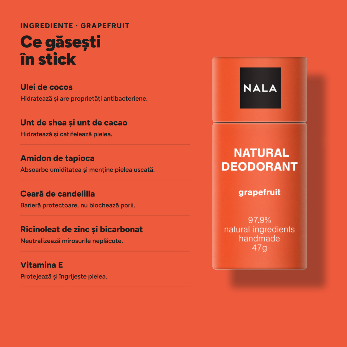 Deodorant Natural Stick NOU - Grapefruit