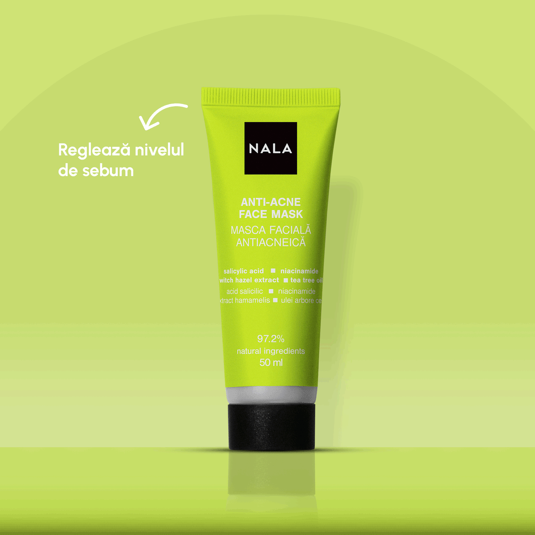 Mască Facială Antiacneică - Acid Salicilic, Niacinamide, Extract Hamamelis, Ulei Arbore Ceai