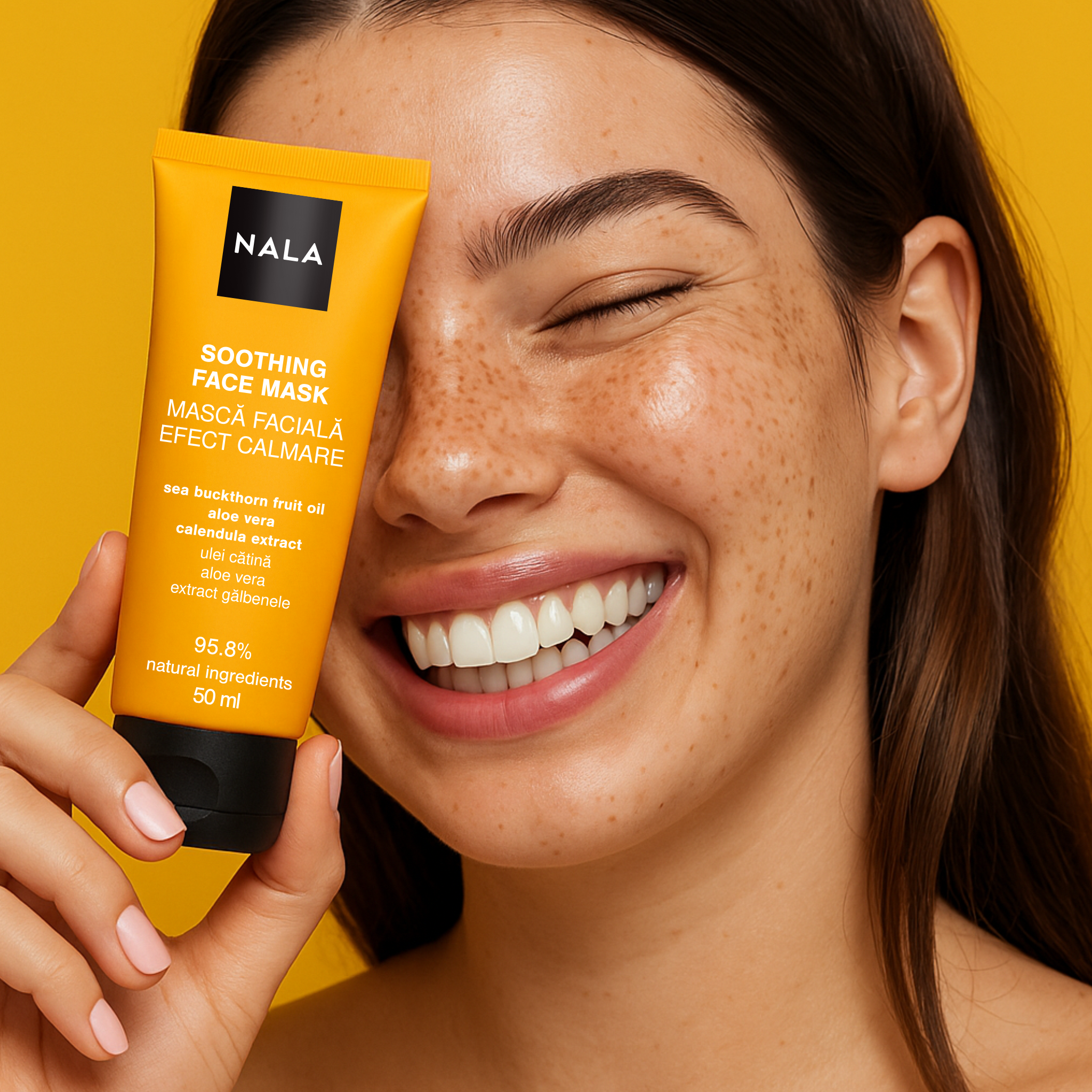 Mască Facială Efect Calmare - Ulei Cătină, Aloe Vera, Extract Gălbenele