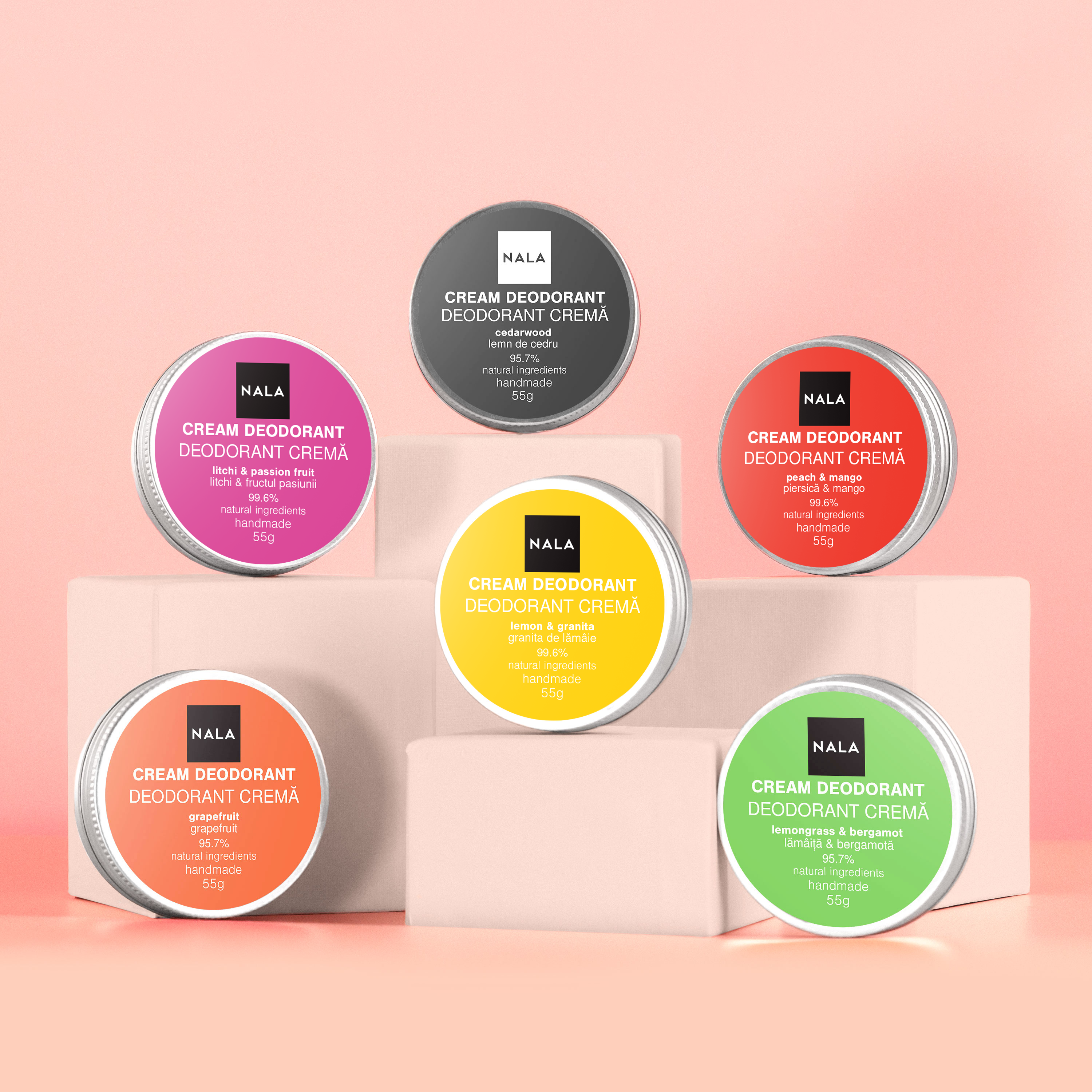 Pachet 6 x Deodorante Naturale - Fără Griji