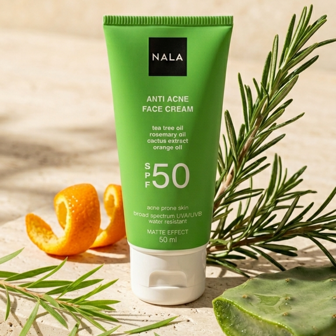 Cremă de față Antiacneică SPF 50 - Ten Acneic - Arbore Ceai &amp; Rozmarin