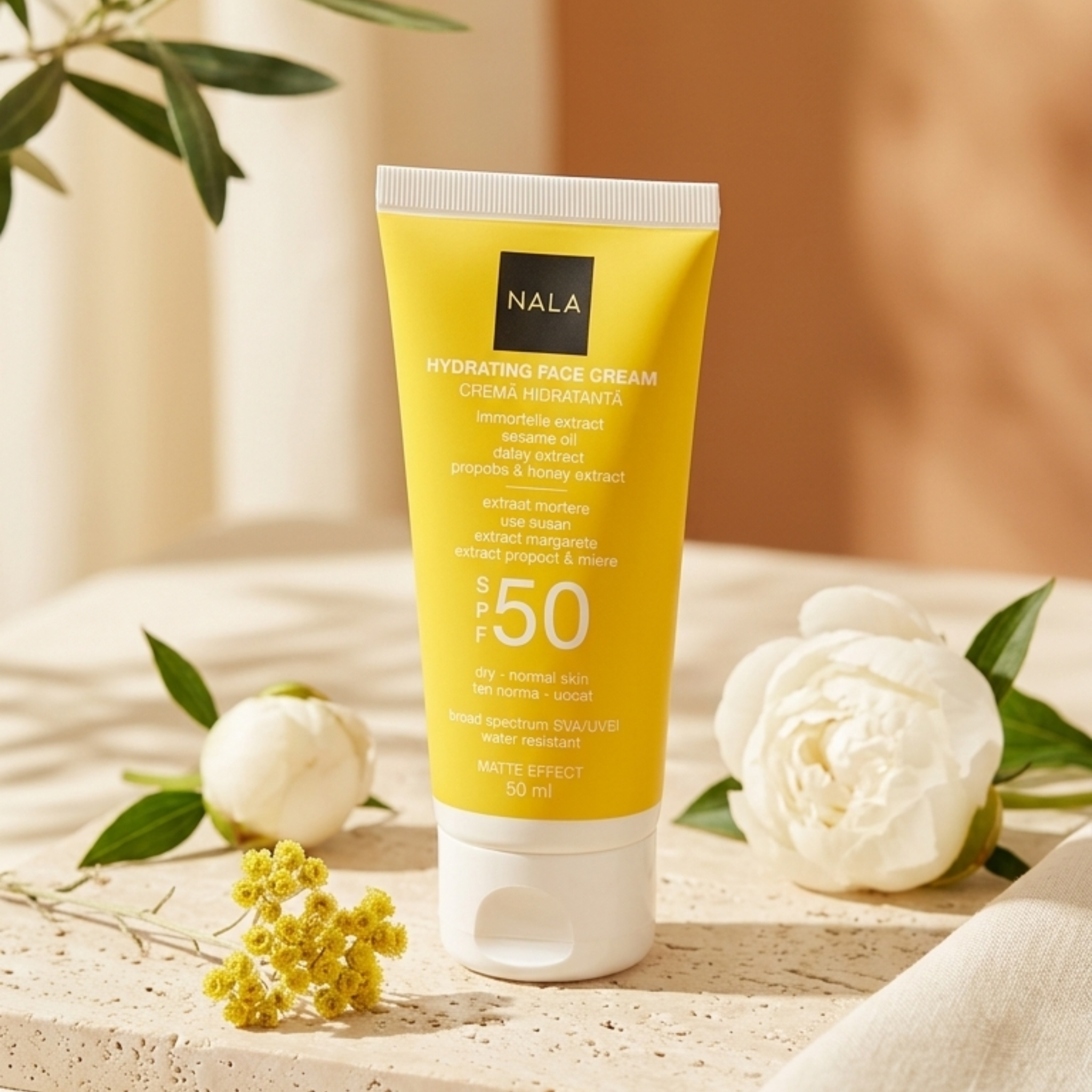Cremă de față Hidratantă SPF 50 - Ten Normal - Imortele &amp; Margarete